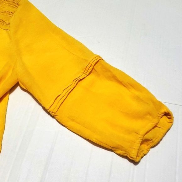 Hope & Harlow Boho Romantic Yellow Laced Swing Flowy High Low Top Spring Easter - Picture 7 of 11